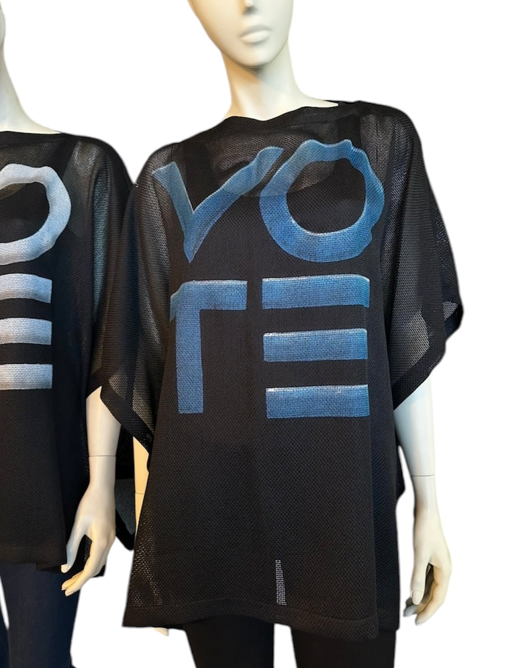 低価格 TUNIC SQUARE MESH VOTE - Studio Sells Steve – BLUE VOTE トップス