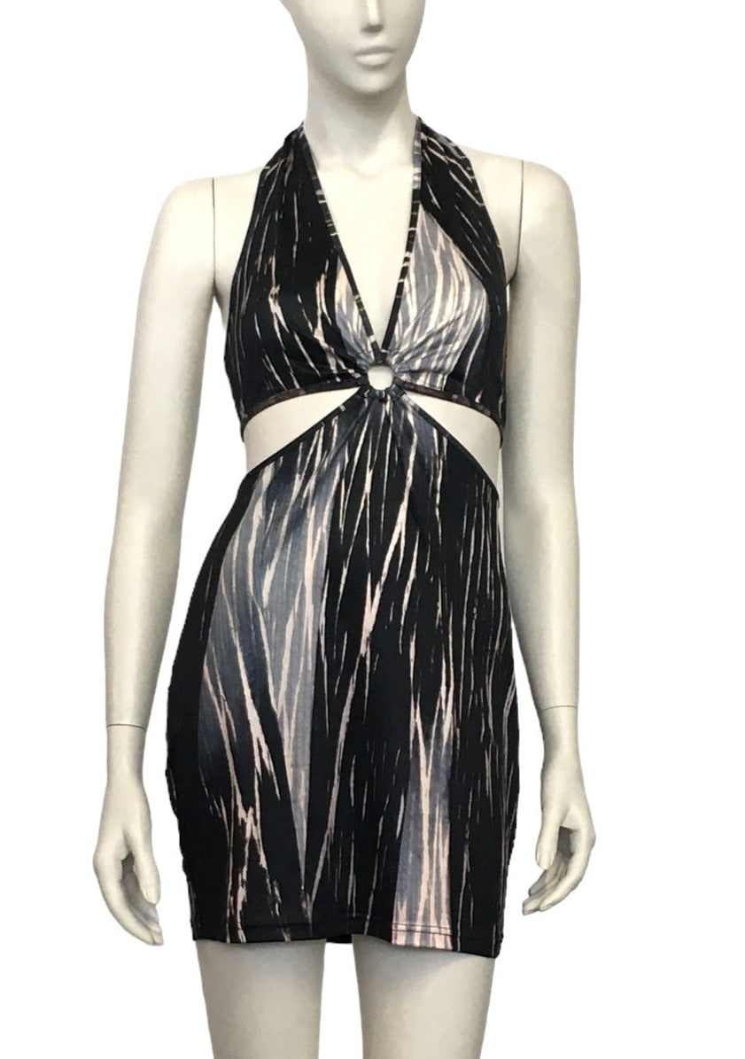 "Millen Halter Dress" Ombre Stripe Print