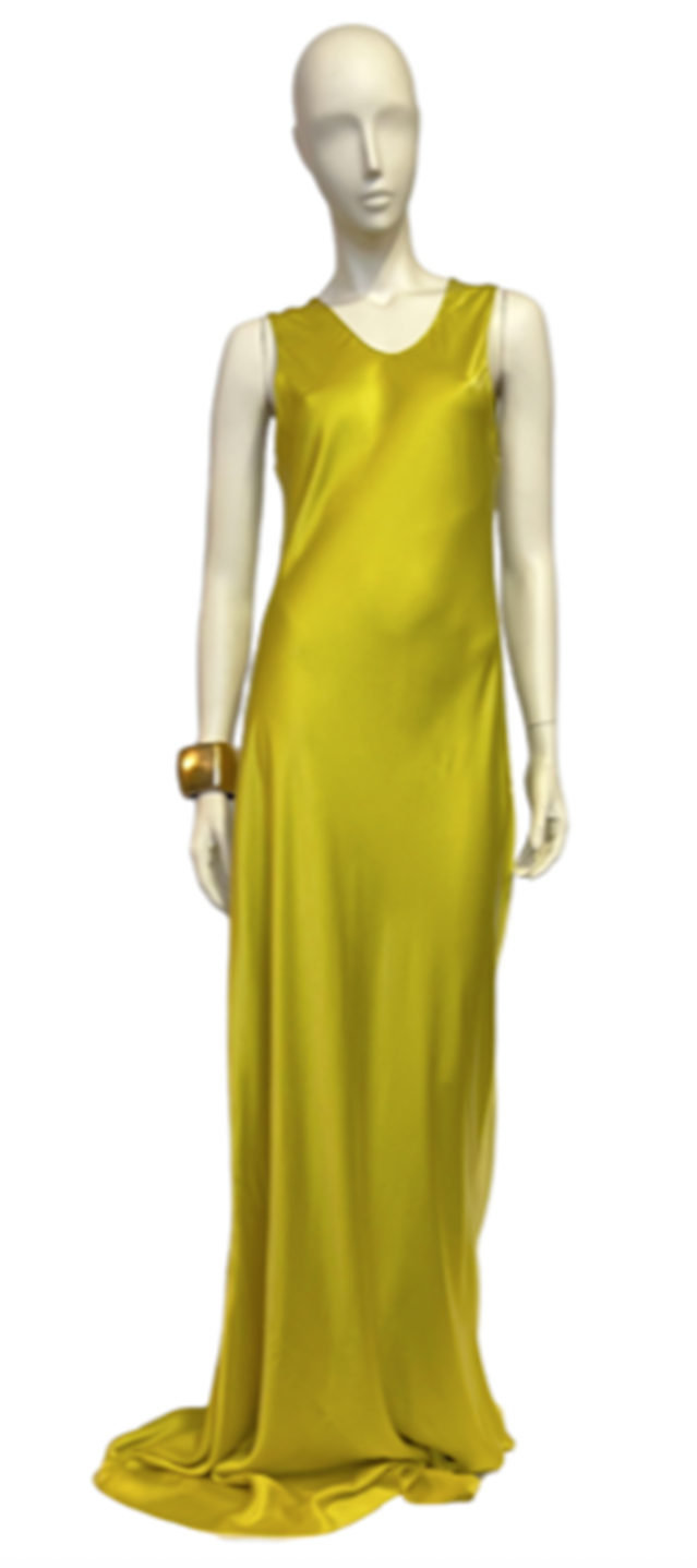 slim fit dress slacks Eleanor Dress in Chartreuse Silk – Dauphinette main image 0
