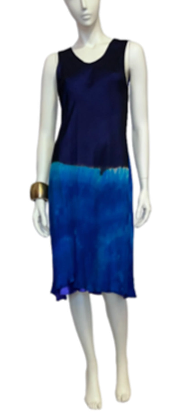 Blue geode bias cocktail dress and wrap