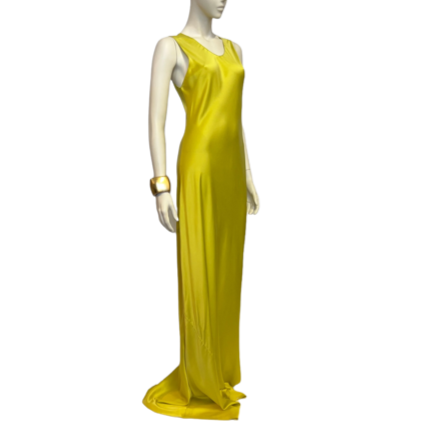 Chartreuse Bias Column Dress