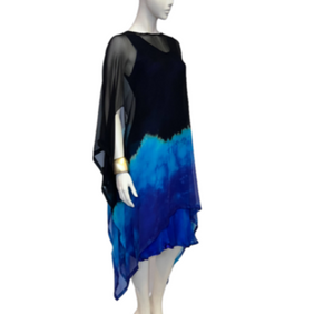Blue geode bias cocktail dress and wrap