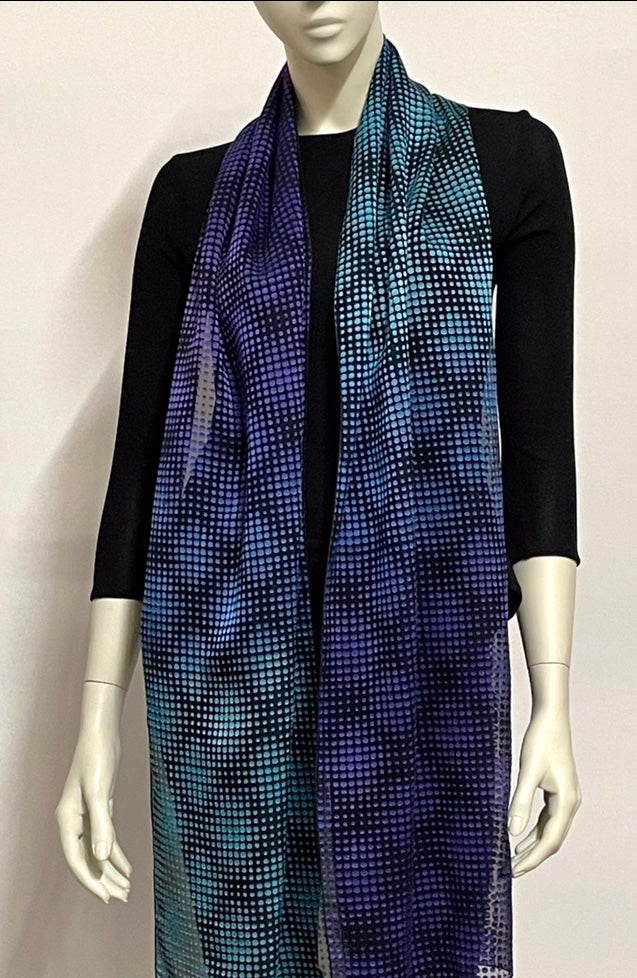 Satin Dot Scarf in Ocean