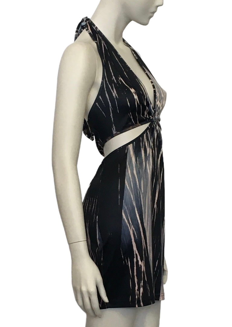 "Millen Halter Dress" Ombre Stripe Print