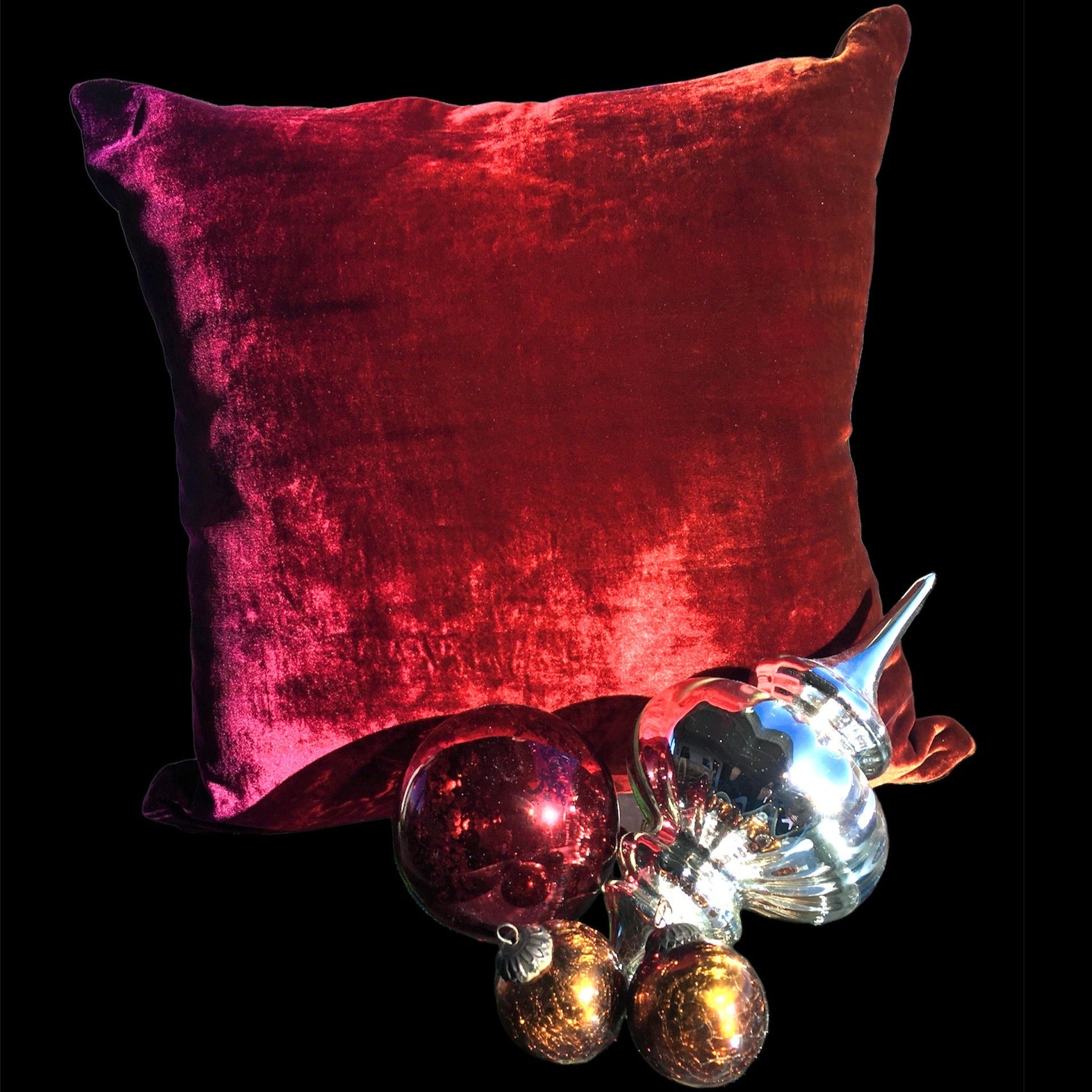 Silk Velvet Pillow in Flame